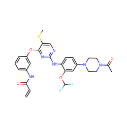 C=CC(=O)Nc1cccc(Oc2nc(Nc3ccc(N4CCN(C(C)=O)CC4)cc3OC(F)F)ncc2SC)c1 ZINC000653842153