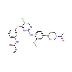 C=CC(=O)Nc1cccc(Oc2nc(Nc3ccc(N4CCN(C(C)=O)CC4)cc3OC)ncc2Cl)c1 ZINC000144970066