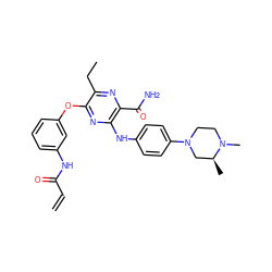 C=CC(=O)Nc1cccc(Oc2nc(Nc3ccc(N4CCN(C)[C@@H](C)C4)cc3)c(C(N)=O)nc2CC)c1 ZINC000205347266