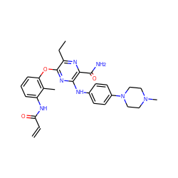 C=CC(=O)Nc1cccc(Oc2nc(Nc3ccc(N4CCN(C)CC4)cc3)c(C(N)=O)nc2CC)c1C ZINC000205338756