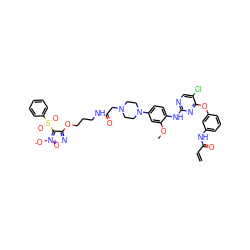 C=CC(=O)Nc1cccc(Oc2nc(Nc3ccc(N4CCN(CC(=O)NCCCOc5no[n+]([O-])c5S(=O)(=O)c5ccccc5)CC4)cc3OC)ncc2Cl)c1 ZINC000096906300