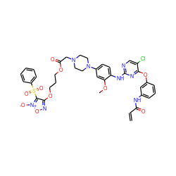 C=CC(=O)Nc1cccc(Oc2nc(Nc3ccc(N4CCN(CC(=O)OCCCOc5no[n+]([O-])c5S(=O)(=O)c5ccccc5)CC4)cc3OC)ncc2Cl)c1 ZINC000096906294