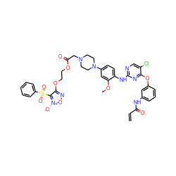 C=CC(=O)Nc1cccc(Oc2nc(Nc3ccc(N4CCN(CC(=O)OCCOc5no[n+]([O-])c5S(=O)(=O)c5ccccc5)CC4)cc3OC)ncc2Cl)c1 ZINC000096906293