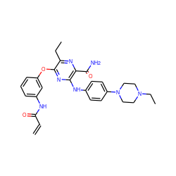 C=CC(=O)Nc1cccc(Oc2nc(Nc3ccc(N4CCN(CC)CC4)cc3)c(C(N)=O)nc2CC)c1 ZINC000205341944