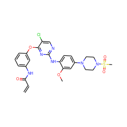 C=CC(=O)Nc1cccc(Oc2nc(Nc3ccc(N4CCN(S(C)(=O)=O)CC4)cc3OC)ncc2Cl)c1 ZINC000144769350