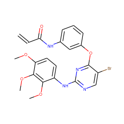 C=CC(=O)Nc1cccc(Oc2nc(Nc3ccc(OC)c(OC)c3OC)ncc2Br)c1 ZINC000200752944