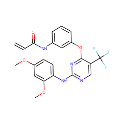 C=CC(=O)Nc1cccc(Oc2nc(Nc3ccc(OC)cc3OC)ncc2C(F)(F)F)c1 ZINC000200752988