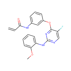 C=CC(=O)Nc1cccc(Oc2nc(Nc3ccccc3OC)ncc2F)c1 ZINC000143747112