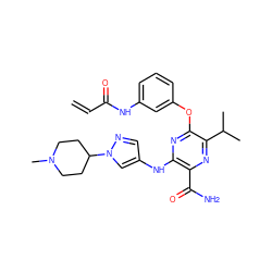 C=CC(=O)Nc1cccc(Oc2nc(Nc3cnn(C4CCN(C)CC4)c3)c(C(N)=O)nc2C(C)C)c1 ZINC000205347245