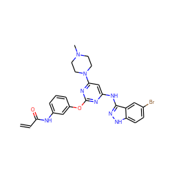 C=CC(=O)Nc1cccc(Oc2nc(Nc3n[nH]c4ccc(Br)cc34)cc(N3CCN(C)CC3)n2)c1 ZINC000473110904