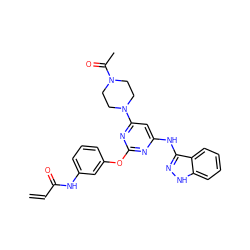 C=CC(=O)Nc1cccc(Oc2nc(Nc3n[nH]c4ccccc34)cc(N3CCN(C(C)=O)CC3)n2)c1 ZINC000473109889