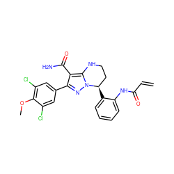 C=CC(=O)Nc1ccccc1[C@@H]1CCNc2c(C(N)=O)c(-c3cc(Cl)c(OC)c(Cl)c3)nn21 ZINC001772610574