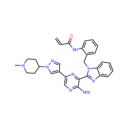 C=CC(=O)Nc1ccccc1Cn1c(-c2nc(-c3cnn(C4CCN(C)CC4)c3)cnc2N)nc2ccccc21 ZINC000653884754