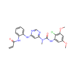 C=CC(=O)Nc1ccccc1Nc1cc(N(C)C(=O)Nc2cc(OC)cc(OC)c2Cl)ncn1 ZINC001772639920