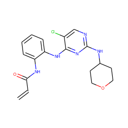 C=CC(=O)Nc1ccccc1Nc1nc(NC2CCOCC2)ncc1Cl ZINC000219249839