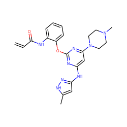 C=CC(=O)Nc1ccccc1Oc1nc(Nc2cc(C)[nH]n2)cc(N2CCN(C)CC2)n1 ZINC000473109210