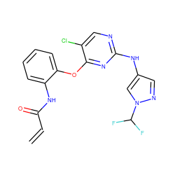 C=CC(=O)Nc1ccccc1Oc1nc(Nc2cnn(C(F)F)c2)ncc1Cl ZINC001772630237