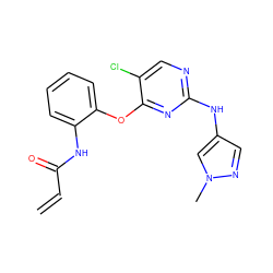 C=CC(=O)Nc1ccccc1Oc1nc(Nc2cnn(C)c2)ncc1Cl ZINC000584904829