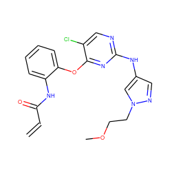 C=CC(=O)Nc1ccccc1Oc1nc(Nc2cnn(CCOC)c2)ncc1Cl ZINC000914431298