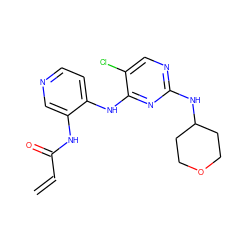 C=CC(=O)Nc1cnccc1Nc1nc(NC2CCOCC2)ncc1Cl ZINC000474607087