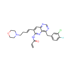 C=CC(=O)Nc1nc2c(Cc3ccc(F)c(Cl)c3)ncnc2cc1/C=C/CCN1CCOCC1 ZINC000045505867