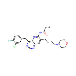 C=CC(=O)Nc1nc2c(Cc3ccc(F)c(Cl)c3)ncnc2cc1CCCCN1CCOCC1 ZINC000040422887