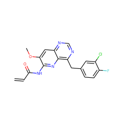 C=CC(=O)Nc1nc2c(Cc3ccc(F)c(Cl)c3)ncnc2cc1OC ZINC000045505948