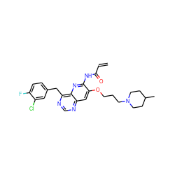 C=CC(=O)Nc1nc2c(Cc3ccc(F)c(Cl)c3)ncnc2cc1OCCCN1CCC(C)CC1 ZINC000040980796