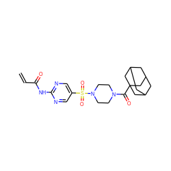 C=CC(=O)Nc1ncc(S(=O)(=O)N2CCN(C(=O)C34CC5CC(CC(C5)C3)C4)CC2)cn1 ZINC000084739869