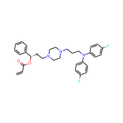 C=CC(=O)O[C@@H](CCN1CCN(CCCN(c2ccc(F)cc2)c2ccc(F)cc2)CC1)c1ccccc1 ZINC000040974822