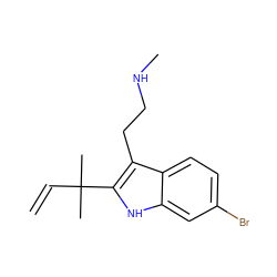 C=CC(C)(C)c1[nH]c2cc(Br)ccc2c1CCNC ZINC000013379454