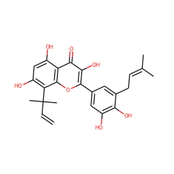 C=CC(C)(C)c1c(O)cc(O)c2c(=O)c(O)c(-c3cc(O)c(O)c(CC=C(C)C)c3)oc12 ZINC000013860544