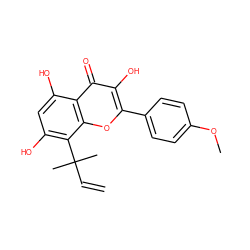 C=CC(C)(C)c1c(O)cc(O)c2c(=O)c(O)c(-c3ccc(OC)cc3)oc12 ZINC000005950746