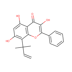 C=CC(C)(C)c1c(O)cc(O)c2c(=O)c(O)c(-c3ccccc3)oc12 ZINC000005950748