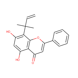 C=CC(C)(C)c1c(O)cc(O)c2c(=O)cc(-c3ccccc3)oc12 ZINC000028477412