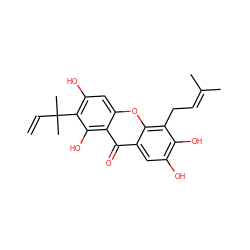 C=CC(C)(C)c1c(O)cc2oc3c(CC=C(C)C)c(O)c(O)cc3c(=O)c2c1O ZINC000013412042