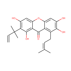 C=CC(C)(C)c1c(O)cc2oc3cc(O)c(O)c(CC=C(C)C)c3c(=O)c2c1O ZINC000028962515