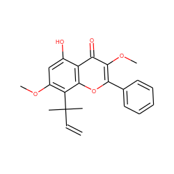 C=CC(C)(C)c1c(OC)cc(O)c2c(=O)c(OC)c(-c3ccccc3)oc12 ZINC000072184175