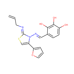 C=CC/N=c1\scc(-c2ccco2)n1/N=C/c1ccc(O)c(O)c1O ZINC000012657128