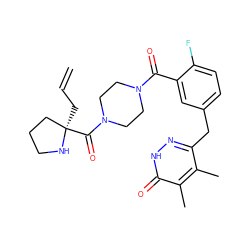 C=CC[C@@]1(C(=O)N2CCN(C(=O)c3cc(Cc4n[nH]c(=O)c(C)c4C)ccc3F)CC2)CCCN1 ZINC000045338219