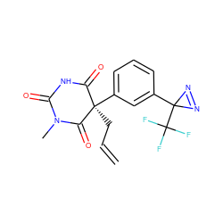 C=CC[C@@]1(c2cccc(C3(C(F)(F)F)N=N3)c2)C(=O)NC(=O)N(C)C1=O ZINC000095552124