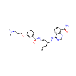 C=CC[C@@H](/C=C/NC(=O)C1=CCCC(OCCCN(C)C)=C1)CNc1ncnc2c(C(N)=O)cccc12 ZINC000167030205