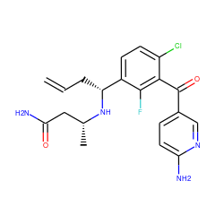 C=CC[C@@H](N[C@H](C)CC(N)=O)c1ccc(Cl)c(C(=O)c2ccc(N)nc2)c1F ZINC001772572051