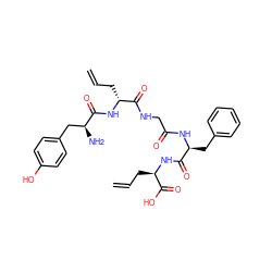 C=CC[C@@H](NC(=O)[C@H](Cc1ccccc1)NC(=O)CNC(=O)[C@@H](CC=C)NC(=O)[C@@H](N)Cc1ccc(O)cc1)C(=O)O ZINC000014975467