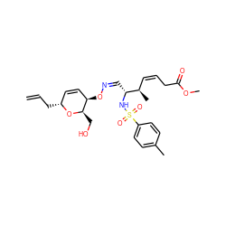 C=CC[C@@H]1C=C[C@@H](O/N=C\[C@@H](NS(=O)(=O)c2ccc(C)cc2)[C@H](C)/C=C\CC(=O)OC)[C@@H](CO)O1 ZINC000008035696