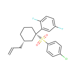 C=CC[C@@H]1CCC[C@](c2cc(F)ccc2F)(S(=O)(=O)c2ccc(Cl)cc2)C1 ZINC000036175800