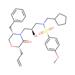 C=CC[C@@H]1OC[C@H](Cc2ccccc2)N(C[C@H](O)CN(CC2CCCC2)S(=O)(=O)c2ccc(OC)cc2)C1=O ZINC000014946353