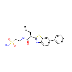 C=CC[C@H](C(=O)NCCS(N)(=O)=O)c1nc2ccc(-c3ccccc3)cc2s1 ZINC000144184307