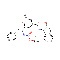 C=CC[C@H](C[C@H](O)[C@H](Cc1ccccc1)NC(=O)OC(C)(C)C)C(=O)N[C@@H]1c2ccccc2C[C@H]1O ZINC000026819491