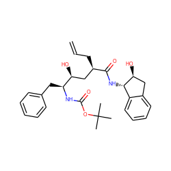 C=CC[C@H](C[C@H](O)[C@H](Cc1ccccc1)NC(=O)OC(C)(C)C)C(=O)N[C@H]1c2ccccc2C[C@@H]1O ZINC000027518090